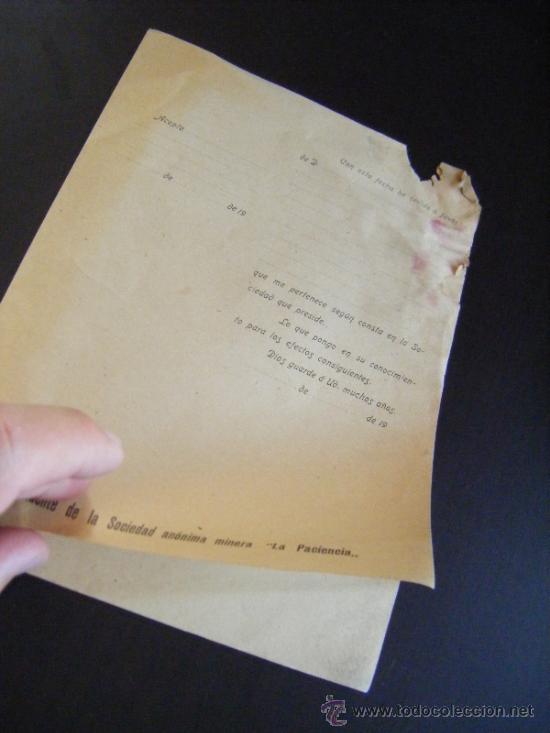 Documentos antiguos: DOCUMENTO CESI&Oacute;N DE PARTICIPACION DE ACCI&Oacute;N DE LA SOCIEDAD MINERA - Foto 2
