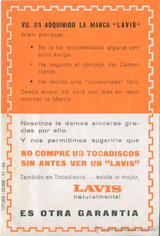 Documentos antiguos: Hoja publicitaria Lavis - Foto 1