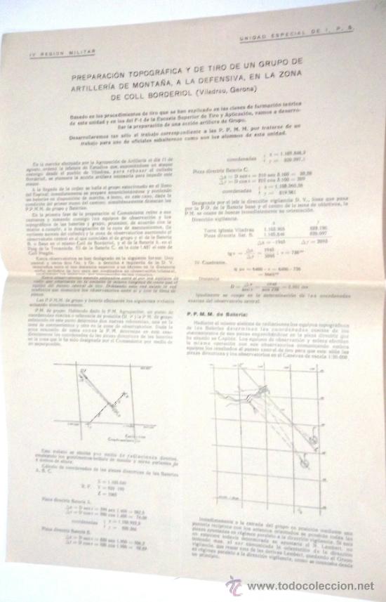 Documentos antiguos: PREPARACI&Oacute;N TOPOGRAFICA Y DE TIRO DE UN GRUPO DE ARTILLERIA DE MONTA&Ntilde;A - GERONA -