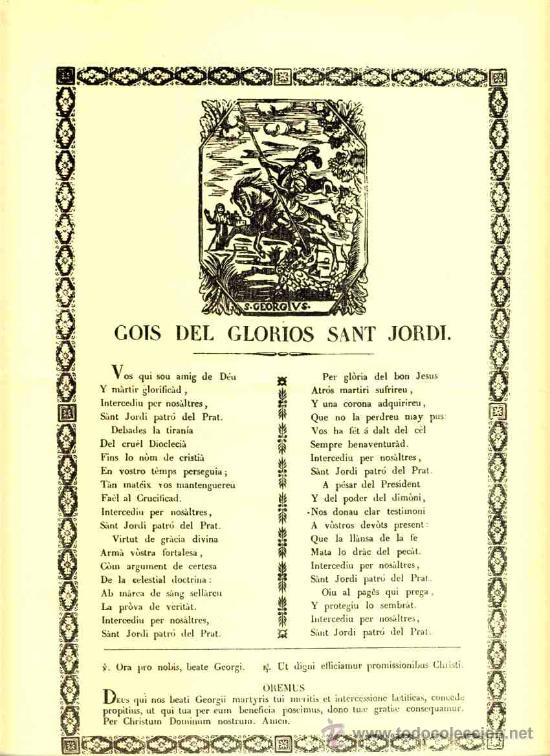 Documentos antiguos: Goigs del glori&oacute;s SANT JORDI - Foto 1