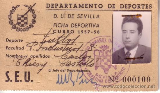 Old Documents: DEPARTAMENTO DE DEPORTES - FICHA DEPORTIVA - FACULTAD DE PERITOS INDUSTRIALES DE SEVILLA