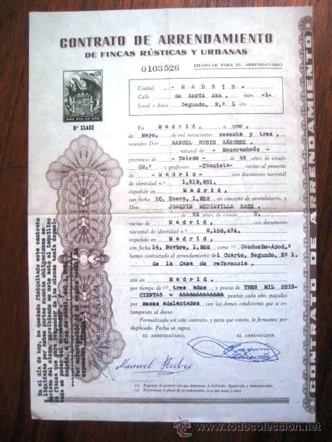 Documentos antiguos: CONTRATO DE ARRENDAMIENTO. MADRID 1959. ENVIO GRATIS&iexcl;&iexcl;&iexcl;