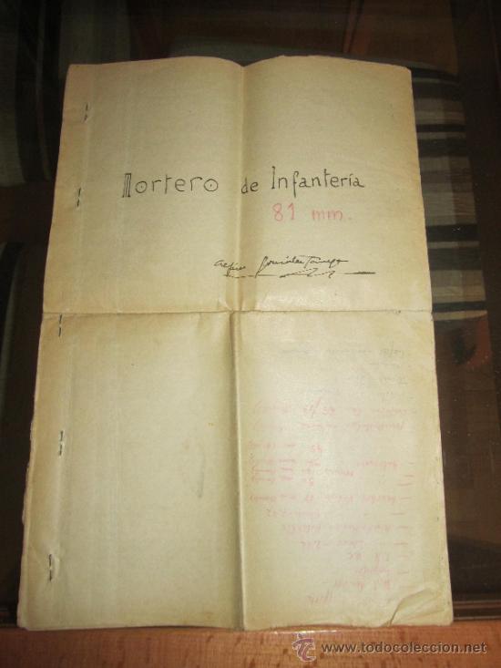 Documentos antiguos: M69 ORIGINAL DOCUMENTO DE MARZO 1936 TETUAN REG. CAZ. DE CERI&Ntilde;OLA N&ordm;6 INSTRUCCIONES MORTERO 81 MM