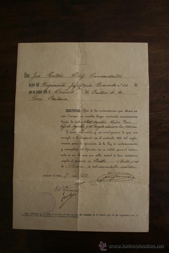Documentos antiguos: Certificado de solter&iacute;a, a&ntilde;o 1923. - Foto 1