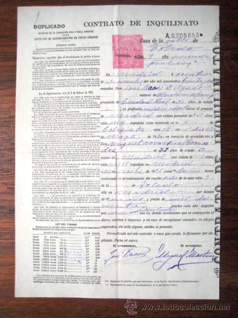 Documentos antiguos: CONTRATO DE INQUILINATO MADRID 1936. REPUBLICA. ENVIO GRATIS&iexcl;&iexcl;&iexcl;
