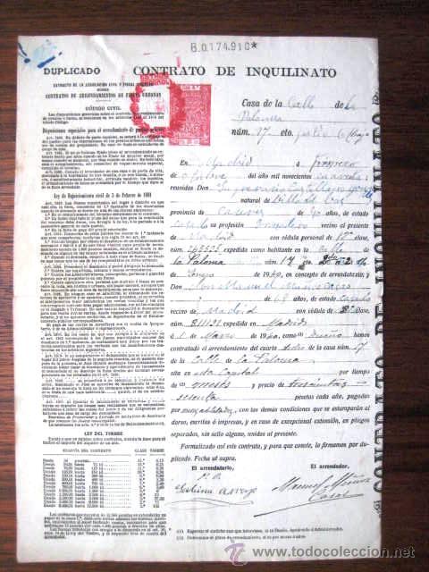Documentos antiguos: CONTRATO DE INQUILINATO MADRID 1940.CORONA REPUBLICA Y RESELLADO ESTADO ESPA&Ntilde;OL ENVIO GRATIS&iexcl;&iexcl;&iexcl;