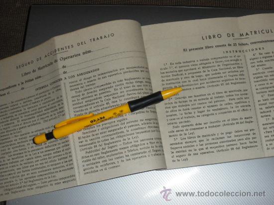 Documentos antiguos: LIBRO DE MATRICULA DE OPERARIOS. ZURICH SEGUROS. - Foto 2