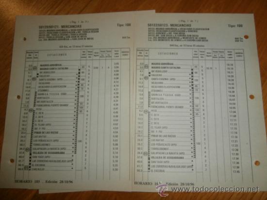 Documentos antiguos: Horarios de trenes / Abro&ntilde;igal - Vic&aacute;lvaro Clas. - Tudela Veguin - San Juan de Nieva, etc (1996)