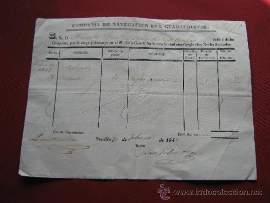 Documentos antiguos: DOCUMENTO COMPA&Ntilde;IA DE NAVEGACION DEL GUADALQUIVIR 1845 - Foto 1