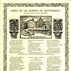Documentos antiguos: GOIGS DE LES ERMITES DE MONTSERRAT: ERMITA DE SANT JERONI (VIVES I SABATE NUM. 518)