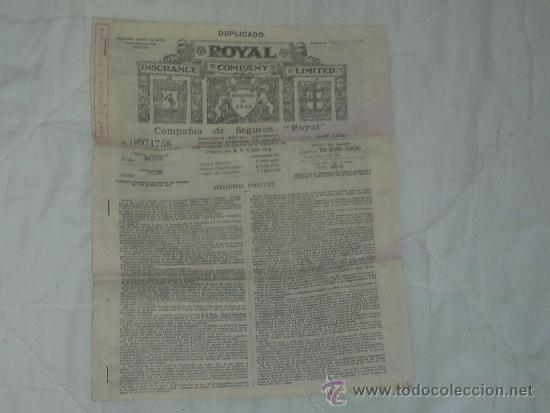 Documentos antiguos: COMPA&Ntilde;IA DE SEGUROS ROYAL  -CONTRATO 1932 - Foto 1