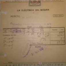 Documentos antiguos: LA ELECTRICA DEL SEGURA MURCIA 1932. Lote 36790526