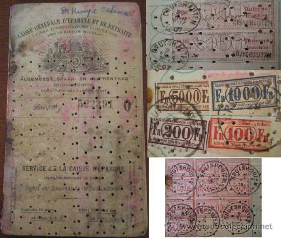 Old Documents: 1907 A 1953 CAISSE G&Eacute;N&Eacute;RALE D'EPARGNE D'ASSURANCES CON VARIOS SELLOS FISCALES. FRANCE