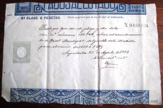 Documentos antiguos: PAGOS AL ESTADO. 2 PESETAS. SEPULVEDA. SEGOVIA 1893. ENVIO GRATIS&iexcl;&iexcl;&iexcl;