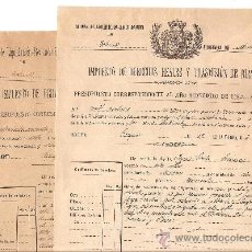 Documentos antiguos: TOTANA (MURCIA)-LOTE 2 RECIBOS IMPUESTOS DE DERECHOS REALES Y TRANSMISIÓN DE BIENES - AÑOS 1893 Y 97