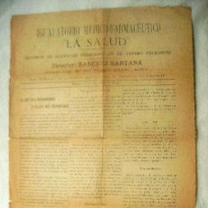Documentos antiguos: MADRID - IGUALATORIO MÉDICO-FARMACÉUTICO LA SALUD - RESUMEN SERVICIOS ÚLTIMO TRIMESTRE - AÑO 1899
