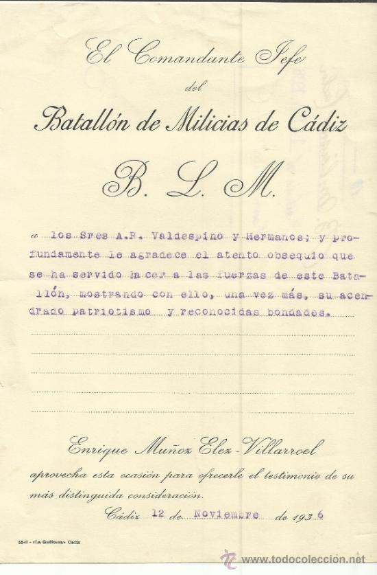 Carta de agradecimiento del comandante jefe enr - Comprar 