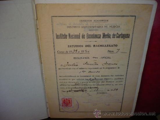 Documentos antiguos: Inscripci&oacute;n en el curso 1939-1940. - Foto 2