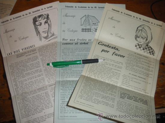 Documentos antiguos: 3 CIRCULARES INTERNAS DE LAS EX ALUMNAS DE HH CARMELITAS DE LA CARIDAD. 1966.