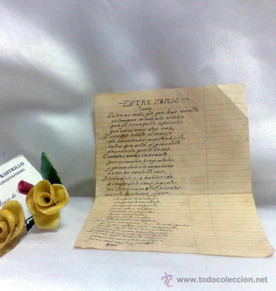Documentos antiguos: ENTRE NOM&Aacute;S,- ANTIGUA LETRA DE TANGO, MANUSCRITA. - Foto 8