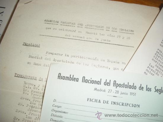 Documentos antiguos: ASAMBLEA NACIONAL DEL APOSTOLADO DE LOS SEGLARES, CIRCULARES E INSCRIPCION. - Foto 2