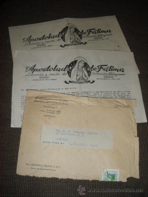 Documentos antiguos: APOSTOLADO DE FATIMA, SOBRE Y DOS CIRCULARES. PAMPLONA.