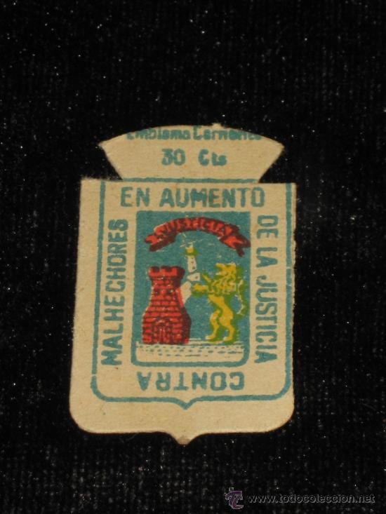 Old Documents: ESCUDO DE ALAVA SOBRE CARTON - DONATIVO 30 CTS. EN AUMENTO DE LA JUSTICIA CONTRA MALHECHORES