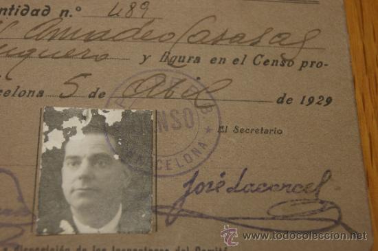 Documentos antiguos: carnet comite de peluqueros y barberos de Barcelona, 1929 - Foto 2