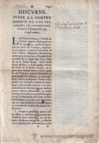 Documentos antiguos: DISCURSO SOBRE LA COMPREHENSION DE LOS EXECUTORIALES - Foto 1