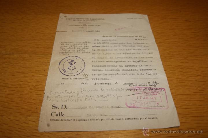 Documentos antiguos: Documento del Ayuntamiento de Barcelona, 1953 - Foto 1