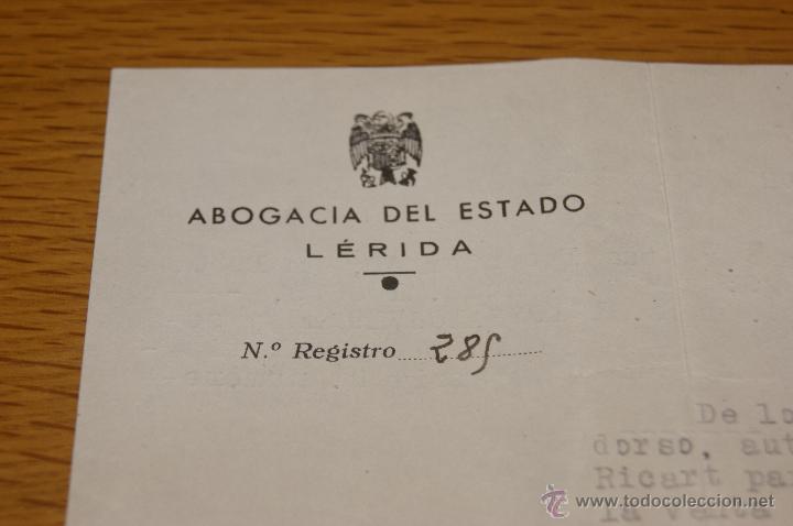 Documentos antiguos: Documento original de la abogadia del estado de Lerida, 1944 - Foto 2