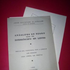 Documentos antiguos: RARO FOLLETO ANAGLIFOS EN NEGRO VISTOS CON ESTEREOSCOPO SIN LENTES 1935 MADRID VISOR Y VISTAS. Lote 54109770