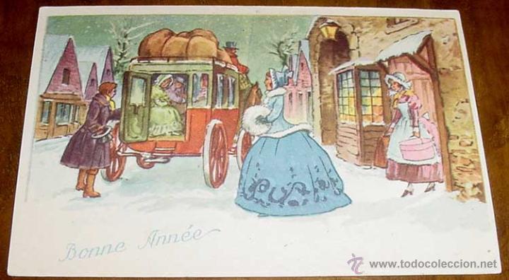 Documentos antigos: ANTIGUA POSTAL DE FELICITACION DE A&Ntilde;O NUEVO - BONNE ANNEE - NO CIRCULADA - ESCRITA.