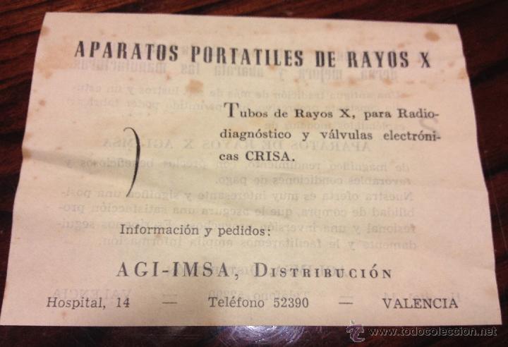 Documenti antichi: Curiosa tarjeta de visita antigua - Empresa fabricante de aparatos de Rayos X  - En papel fino.