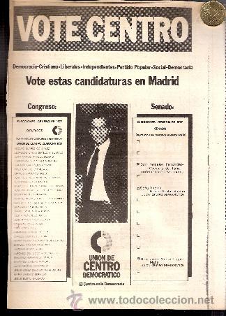 Documentos antigos: Union de Centro Democr&aacute;tico.UCD.Candidatos. Madrid. Elecciones 1977.Recorte Prensa.Publicidad.
