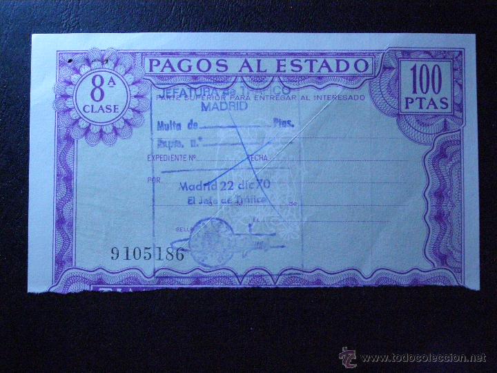 Documentos antiguos: Pagos al Estado - 1970 - 100 pesetas - 8&ordf; Clase - - Foto 1
