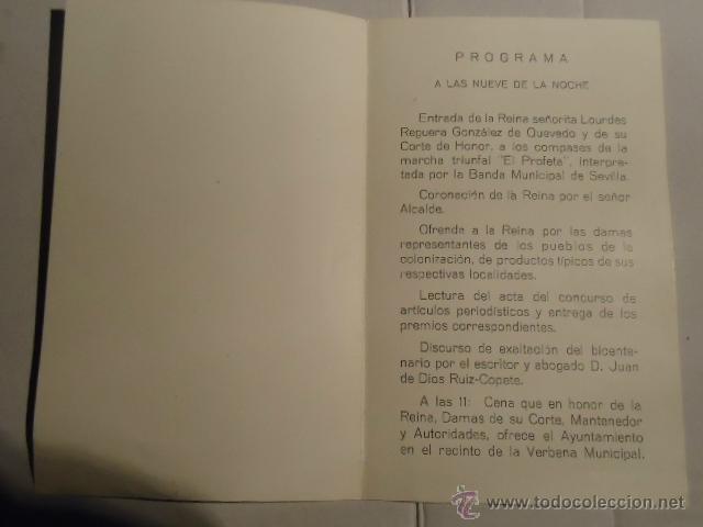Documentos antiguos: II CENTENARIO DE LA FUNDACION DE PRADO DEL REY - CADIZ - PROGRAMA DE LOS JUEGOS FLORALES - Foto 1