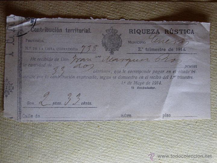 Documentos antiguos: CONTRIBUCI&Oacute;N TERRITORIAL - RIQUEZA R&uacute;stica - 1914 - - Foto 1