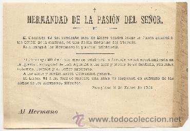 Documentos antiguos: Pamplona 1901. Anuncio de junta general de la Hermandad de la Pasi&oacute;n del Se&ntilde;or