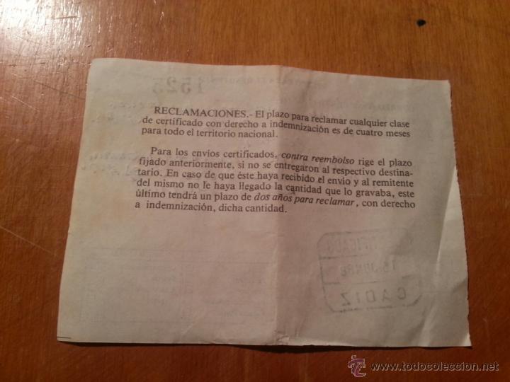 Documentos antiguos: documento - antiguo recibo correos certificado 1988 - Foto 2