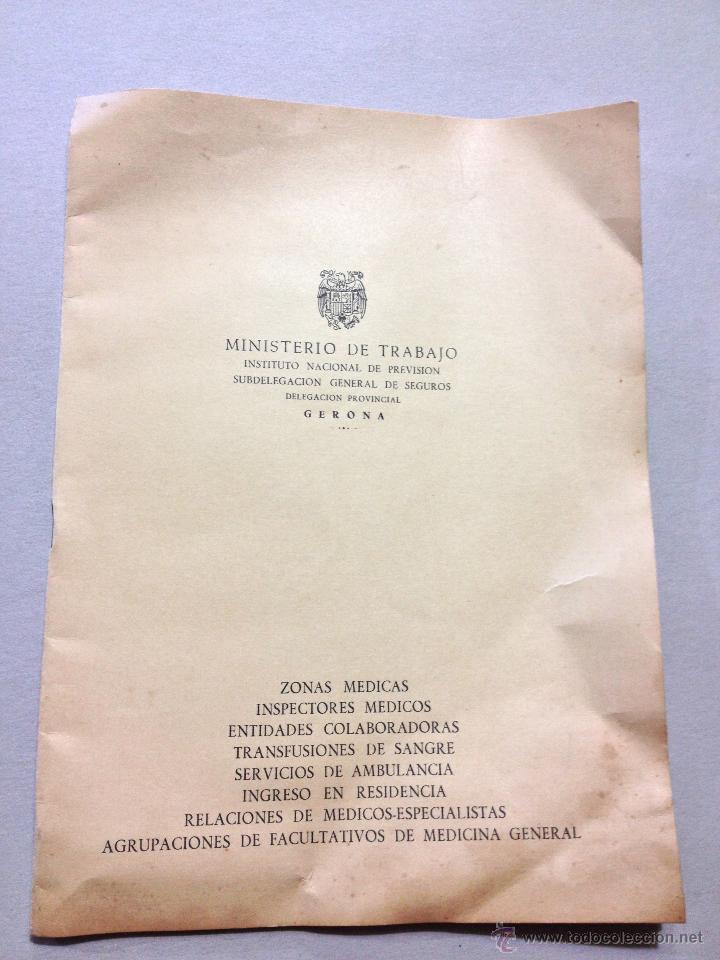 Documenti antichi: Antiguo documento Ministerio de Trabajo, Inst. Nac. Prevision Seguros Gerona - 1958 - Ver temas...