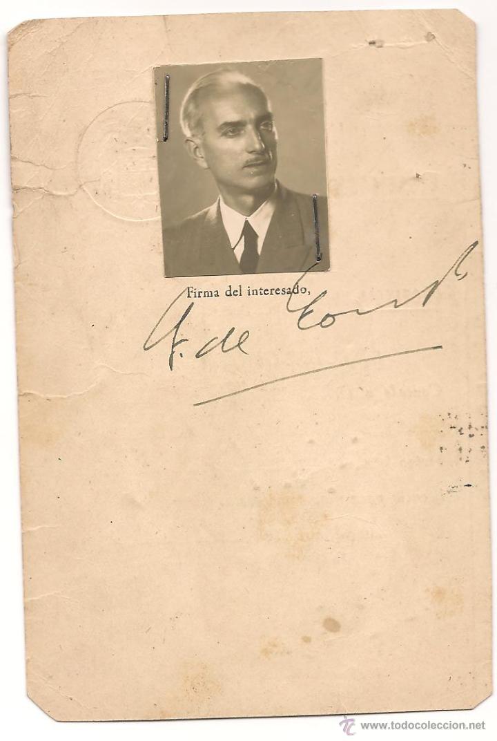 Documentos antiguos: LICENCIA DE USO DE ARMA CORTA DEL 17 DE JUNIO DE 1948 - Foto 2