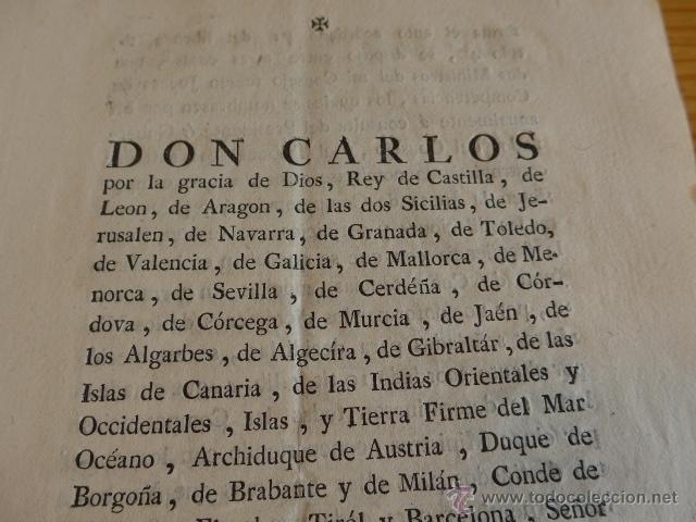 Documentos antiguos: Real celula del consejo, madrid, 1788, Rey Don Carlos - Foto 5