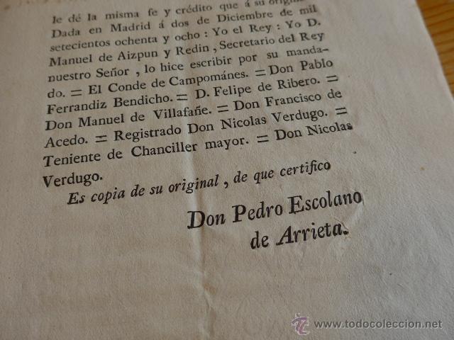 Documentos antiguos: Real celula del consejo, madrid, 1788, Rey Don Carlos - Foto 7