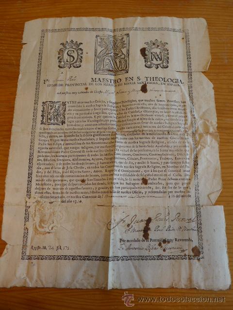Documentos antiguos: Importante documento espa&ntilde;ol religioso a estudiar, Barcelona, 1754 - Foto 1