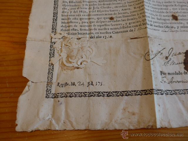 Documentos antiguos: Importante documento espa&ntilde;ol religioso a estudiar, Barcelona, 1754 - Foto 6