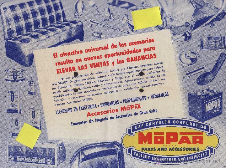 Documentos antiguos: publicidad accesorios automovil mopar coche vehiculo dodge chrysler detroit michigan usa