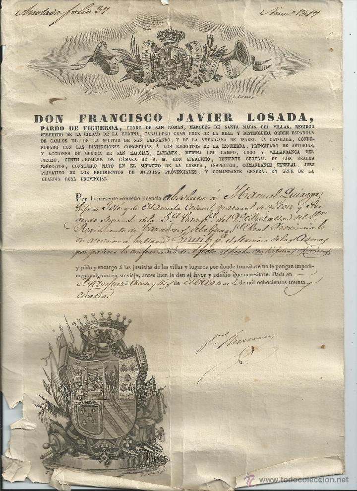 Documentos antiguos: LE&Oacute;N VALIJA DE CORREO MILITAR (SIGLO XIX) CON 4 DOCUMENTOS RELATIVOS A MANUEL QUIROGA