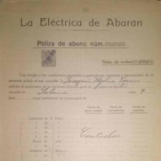 Documentos antiguos: CONTRATO DE LA ELECTRICA DE ABARAN DEL AÑO 1930 A NOMBRE DE JOAQUIN MOLINA TORNERO MURCIA. Lote 43226561