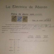 Documentos antiguos: CONTRATO DE LA ELECTRICA DE ABARAN DEL AÑO 1934 A NOMBRE DE AMPARO HORTELANO PUCHADES MURCIA